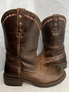 Ariat Unbridled Roper Brown Leather Western Cowgirl Roper Boots Women's 7.5 B